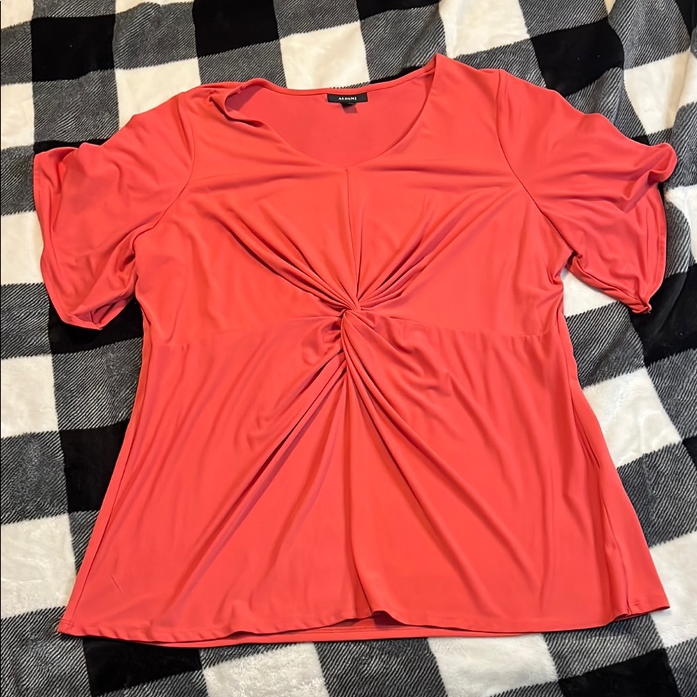 Alfani Coral Twist-Front Women's Top size 1X